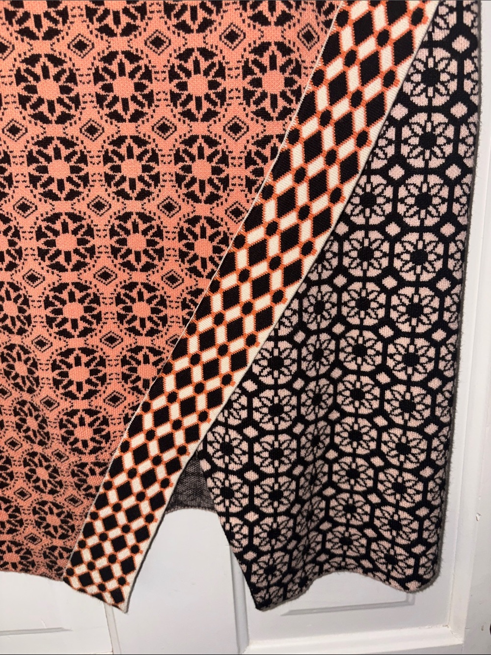 Anthropologie Peach and Black Asymmetrical Wrap Skirt